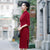 Elegant Mink Cashmere Cheongsam Knee Length Day Dress