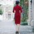 Elegant Mink Cashmere Cheongsam Knee Length Day Dress