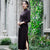 Long Sleeve Mink Cashmere Cheongsam Tea Length Mother Dress