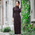 Long Sleeve Mink Cashmere Cheongsam Tea Length Mother Dress