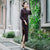 Long Sleeve Mink Cashmere Cheongsam Tea Length Mother Dress