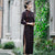 Long Sleeve Mink Cashmere Cheongsam Tea Length Mother Dress