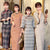 Trumpet Sleeve Traditional Cheongsam Plaids & Checks Woolen Dress