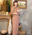 Trumpet Sleeve Traditional Cheongsam Plaids & Checks Woolen Dress