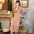 Trumpet Sleeve Traditional Cheongsam Plaids & Checks Woolen Dress