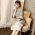 Trumpet Sleeve Traditional Cheongsam Plaids & Checks Woolen Dress