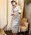 Trumpet Sleeve Traditional Cheongsam Plaids & Checks Woolen Dress