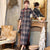 Trumpet Sleeve Traditional Cheongsam Plaids & Checks Woolen Dress