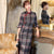 Trumpet Sleeve Traditional Cheongsam Plaids & Checks Woolen Dress