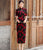 Floral Flocking Traditional Cheongsam Qipao Tea Length Mother Dress