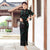 Floral Flocking Traditional Cheongsam Qipao Tea Length Mother Dress