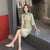 Deer Pattern Trumpet Sleeve Modern Cheongsam Qipao Day Dress