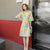 Deer Pattern Trumpet Sleeve Modern Cheongsam Qipao Day Dress