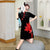 Robe de jour Cheongsam moderne en velours avec broderie poisson rouge