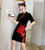 Goldfish Embroidery Velvet Modern Cheongsam Day Dress