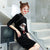 Fan Embroidery Velvet Modern Cheongsam Day Dress