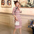 Half Sleeve Plaids & Checks Suede Modern Cheongsam Day Dress