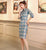 Half Sleeve Plaids & Checks Suede Modern Cheongsam Day Dress