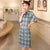 Half Sleeve Plaids & Checks Suede Modern Cheongsam Day Dress