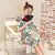 Knee Length Ukiyoe Pattern Velvet Modern Cheongsam Day Dress