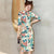 Knee Length Ukiyoe Pattern Velvet Modern Cheongsam Day Dress