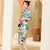 Knee Length Ukiyoe Pattern Velvet Modern Cheongsam Day Dress