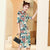 Knee Length Ukiyoe Pattern Velvet Modern Cheongsam Day Dress