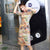 Knee Length Ukiyoe Pattern Velvet Modern Cheongsam Day Dress
