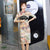 Knielanges Ukiyoe-Muster Samt Modernes Cheongsam-Tageskleid
