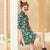 Hirsch & Blumenmuster Samt Modernes Cheongsam Mini-Tageskleid