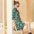 Deer & Floral Pattern Velvet Modern Cheongsam Mini Day Dress