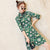 Deer & Floral Pattern Velvet Modern Cheongsam Mini Day Dress