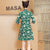 Mini robe de jour Cheongsam moderne en velours à motifs floraux et cerfs