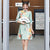 Floral Velvet Modern Cheongsam Chic Mini Day Dress