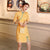 Mini abito Chic Cheongsam moderno in velluto con motivo a quadri e quadri