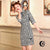 Plaids & Checks Motif Velours Moderne Cheongsam Chic Mini Robe