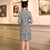 Mini abito Chic Cheongsam moderno in velluto con motivo a quadri e quadri