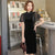 Floral Lace Ruffle Sleeve Modern Cheongsam Velvet Qipao Day Dress