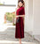 Col Mandarin Demi Manches Thé Longueur Cheongsam Top Robe Mère