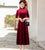 Mandarin Collar Half Sleeve Tea Length Cheongsam Top Mother Dress