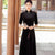Mandarin Collar Half Sleeve Tea Length Cheongsam Top Mother Dress