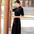 Mandarin Collar Half Sleeve Tea Length Cheongsam Top Mother Dress