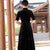 Mandarin Collar Half Sleeve Tea Length Cheongsam Top Mother Dress