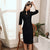 3/4 Sleeve Knee Length Velvet Modern Cheongsam Mother Dress