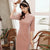 Stripes Pattern Full Length Flocking Retro Cheongsam Mother Dress