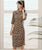 Half Sleeve Floral Flocking Retro Cheongsam Mother Dress