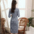 Half Sleeve Floral Flocking Retro Cheongsam Mother Dress