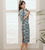 Half Sleeve Floral Flocking Retro Cheongsam Mother Dress