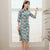 Half Sleeve Floral Flocking Retro Cheongsam Mother Dress