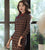 Long Sleeve Floral Flocking Retro Cheongsam Mother Dress